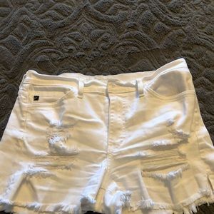 White cutoff shorts
